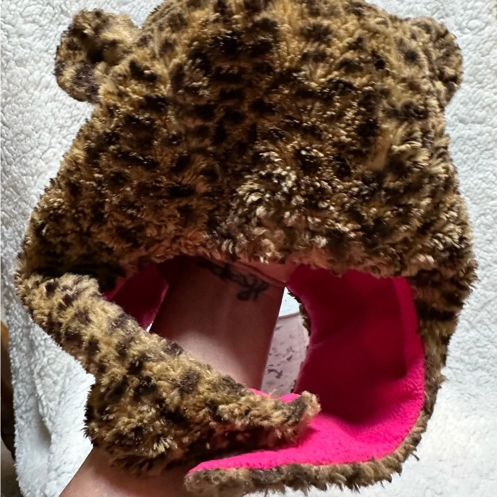 The Children’s Place Girl’s Leopard Print Trapper Hat with Ears Size Med 4-7yrs
